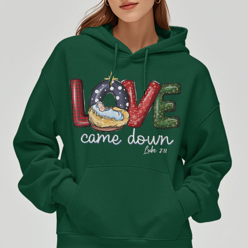 Christianartworkshop Farbiger Style Love Came Down Weihnachts-Fleece-gefütterter Polyester-Hoodie - image 23