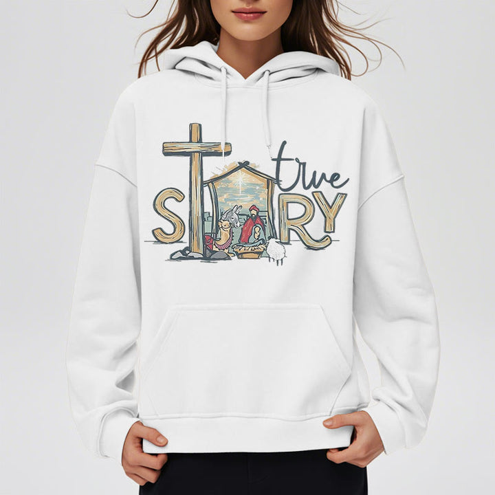 Christianartworkshop Moderner Hoodie mit Weihnachtsmotiv (wahre Geschichte) – Fleecegefüttert, Polyester - image 7