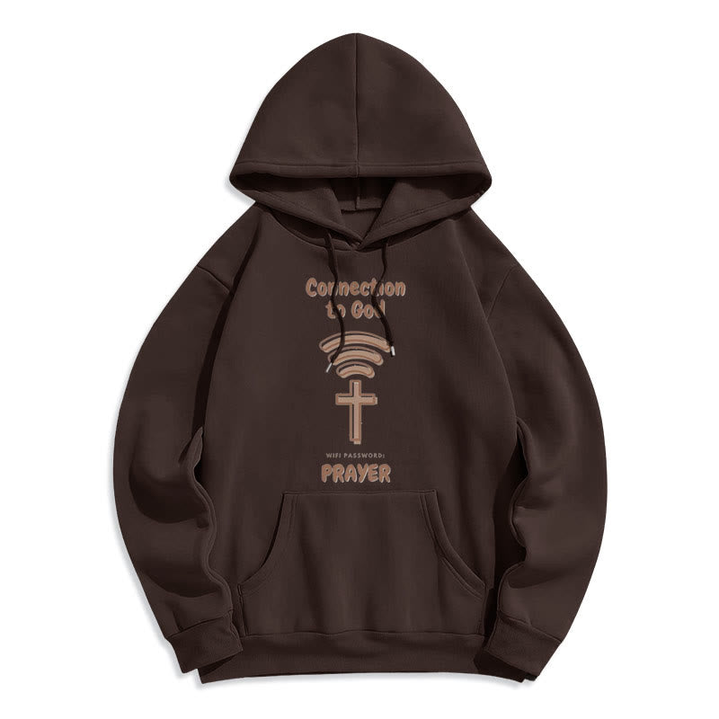 Christianartworkshop Moderner Stil Gebetsverbindung zu Gott Fleecegefütterter Polyester-Kapuzenpullover - Braun - 2XL - image 15