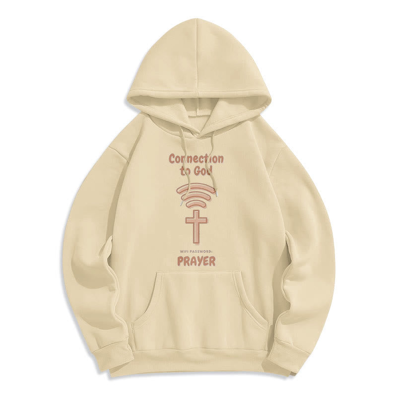 Christianartworkshop Moderner Stil Gebetsverbindung zu Gott Fleecegefütterter Polyester-Kapuzenpullover - Beige - 2XL - image 10