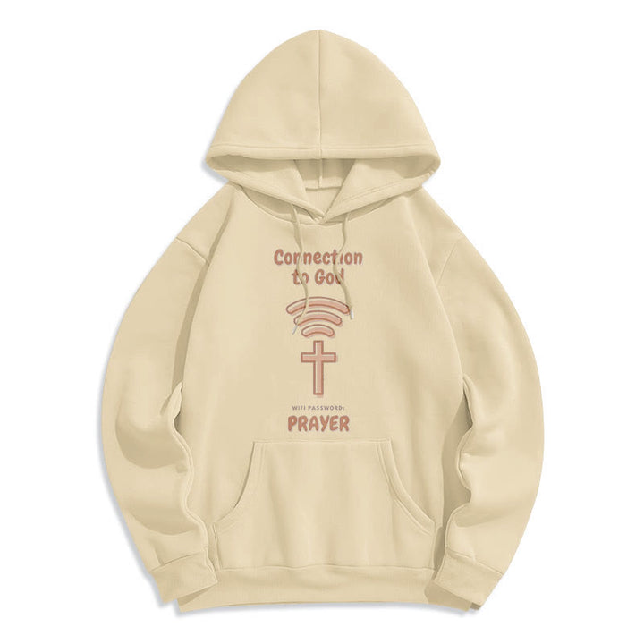 Christianartworkshop Moderner Stil Gebetsverbindung zu Gott Fleecegefütterter Polyester-Kapuzenpullover - Beige - 2XL - image 10