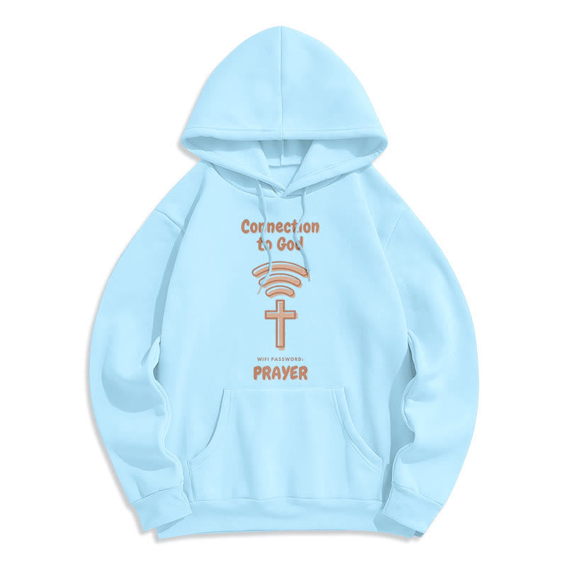 Christianartworkshop Moderner Stil Gebetsverbindung zu Gott Fleecegefütterter Polyester-Kapuzenpullover - Blau - 2XL - image 25