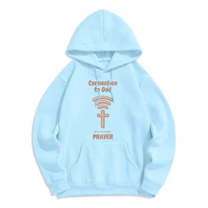 Christianartworkshop Moderner Stil Gebetsverbindung zu Gott Fleecegefütterter Polyester-Kapuzenpullover - Blau - 2XL - image 25