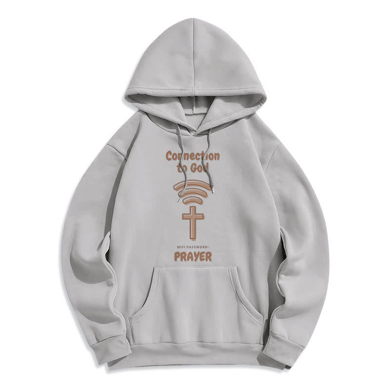 Christianartworkshop Moderner Stil Gebetsverbindung zu Gott Fleecegefütterter Polyester-Kapuzenpullover - Grau - 2XL - image 30