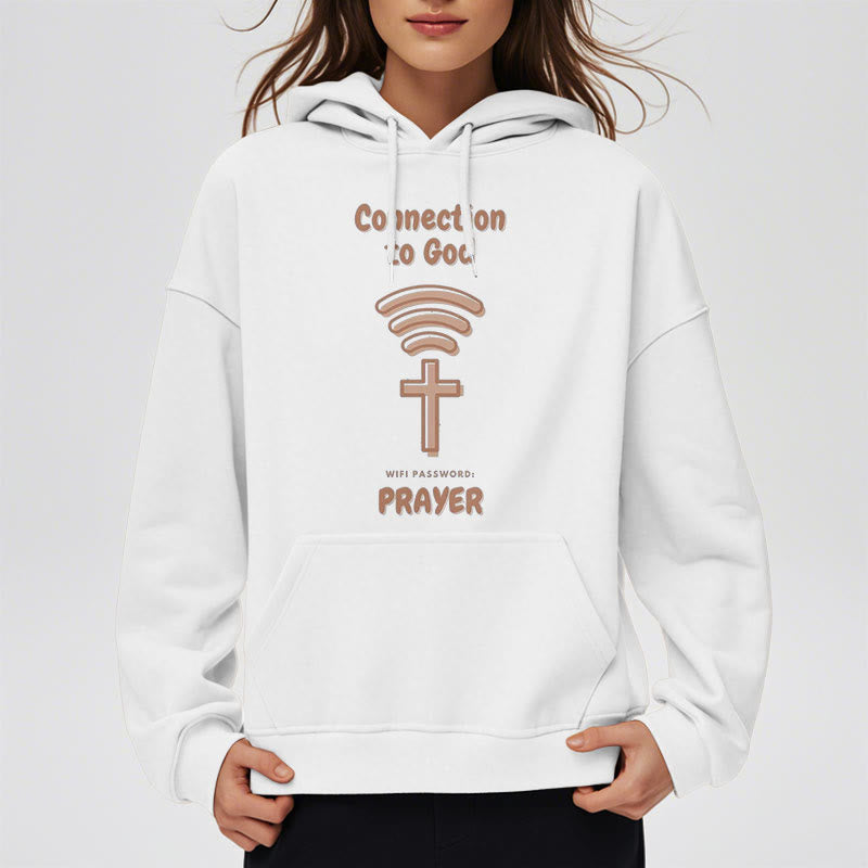 Christianartworkshop Moderner Stil Gebetsverbindung zu Gott Fleecegefütterter Polyester-Kapuzenpullover