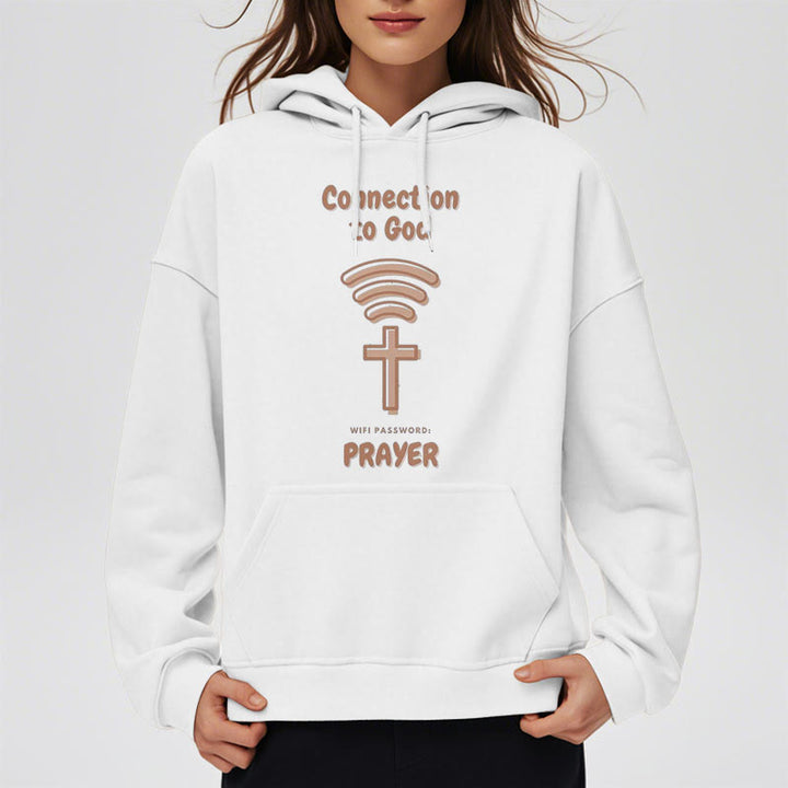 Christianartworkshop Moderner Stil Gebetsverbindung zu Gott Fleecegefütterter Polyester-Kapuzenpullover