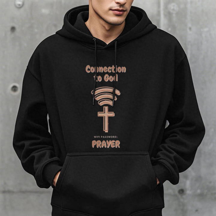 Christianartworkshop Moderner Stil Gebetsverbindung zu Gott Fleecegefütterter Polyester-Kapuzenpullover