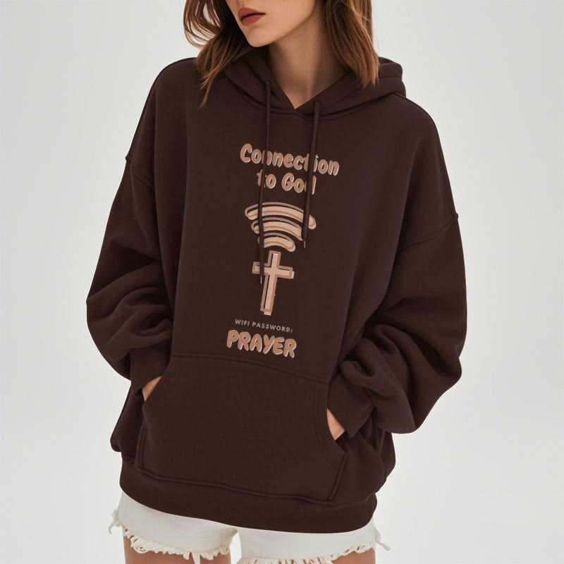 Christianartworkshop Moderner Stil Gebetsverbindung zu Gott Fleecegefütterter Polyester-Kapuzenpullover