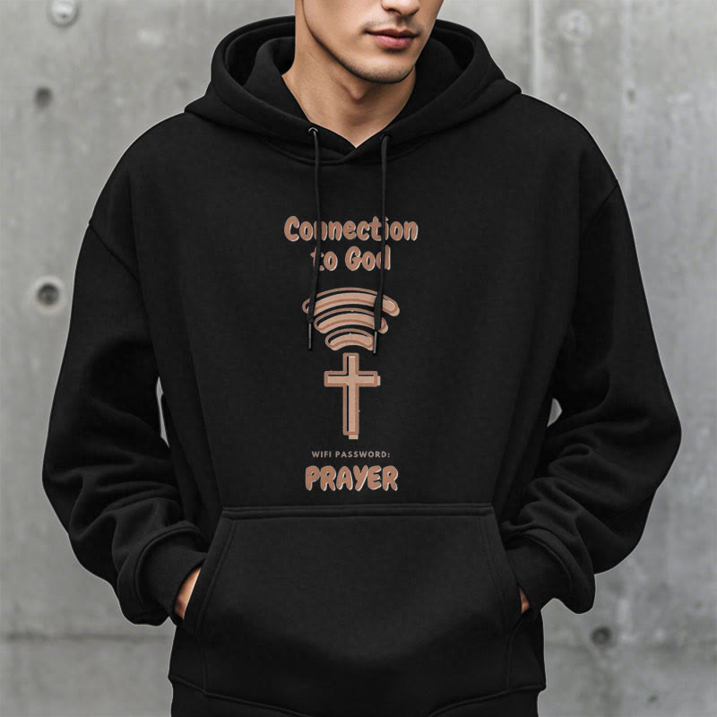 Christianartworkshop Moderner Stil Gebetsverbindung zu Gott Fleecegefütterter Polyester-Kapuzenpullover - image 2