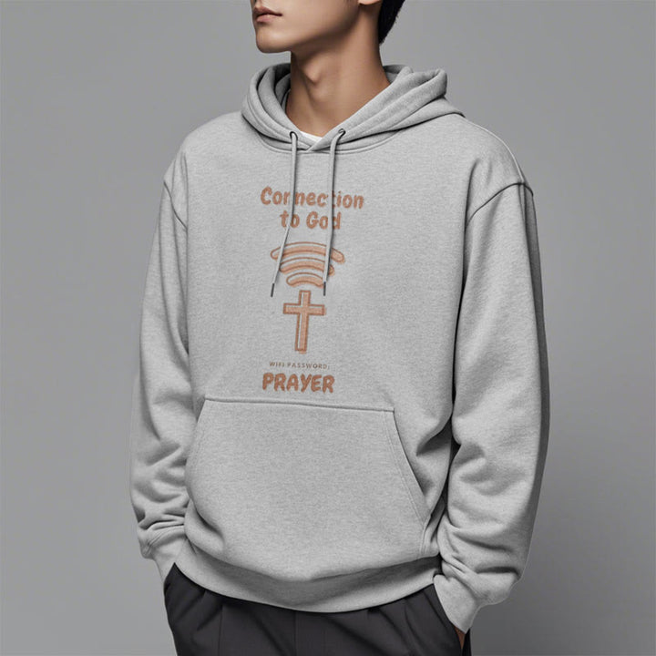 Christianartworkshop Moderner Stil Gebetsverbindung zu Gott Fleecegefütterter Polyester-Kapuzenpullover