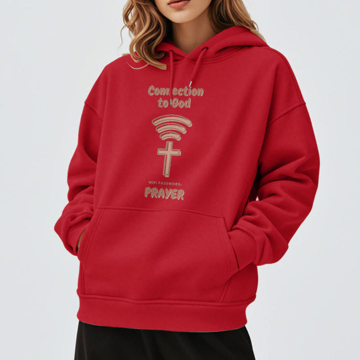 Christianartworkshop Moderner Stil Gebetsverbindung zu Gott Fleecegefütterter Polyester-Kapuzenpullover