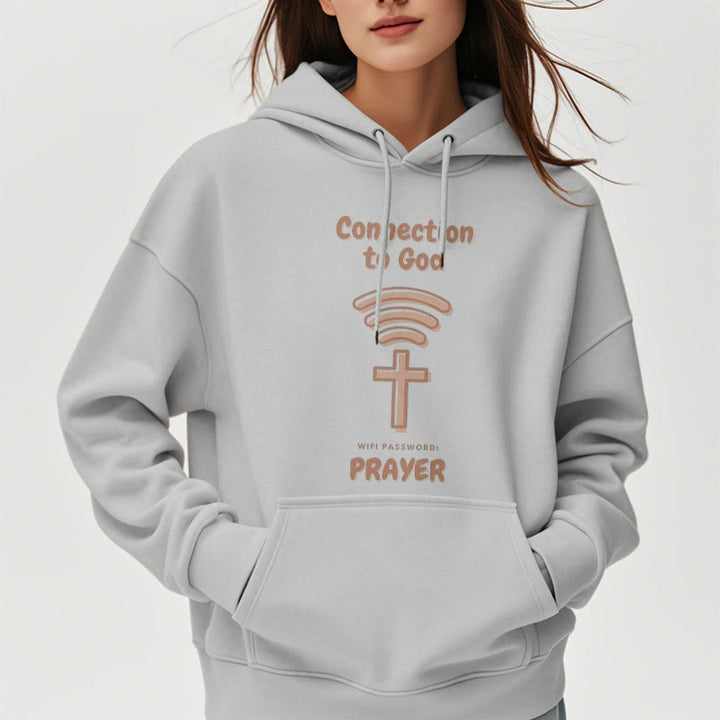 Christianartworkshop Moderner Stil Gebetsverbindung zu Gott Fleecegefütterter Polyester-Kapuzenpullover