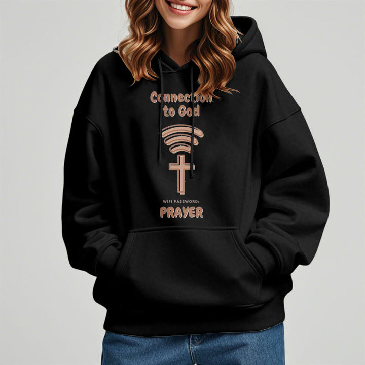 Christianartworkshop Moderner Stil Gebetsverbindung zu Gott Fleecegefütterter Polyester-Kapuzenpullover