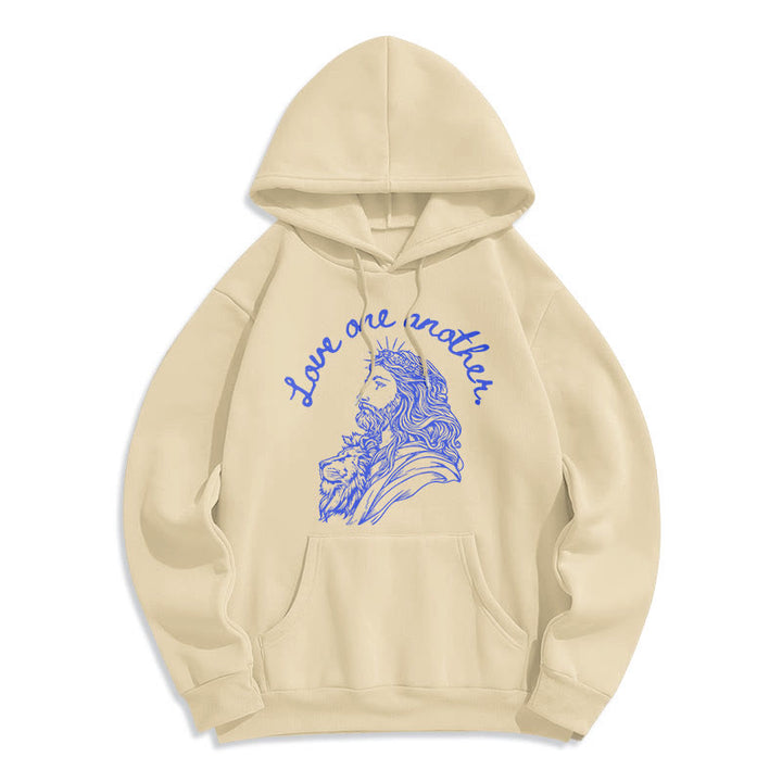 Christianartworkshop Klassischer Stil Love One Another Jesus Polyester-Kapuzenpullover mit Fleecefutter