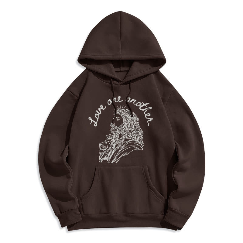 Christianartworkshop Klassischer Stil Love One Another Jesus Polyester-Kapuzenpullover mit Fleecefutter