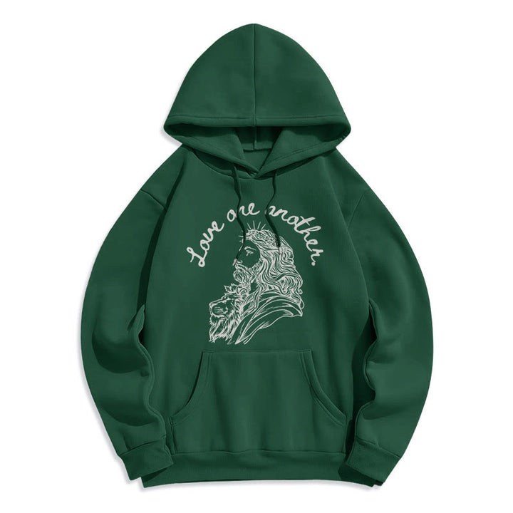 Christianartworkshop Klassischer Stil Love One Another Jesus Polyester-Kapuzenpullover mit Fleecefutter