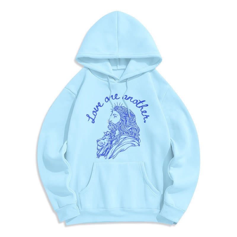 Christianartworkshop Klassischer Stil: Liebt einander, Jesus – Fleecegefütterter Polyester-Hoodie - Blau - 2XL - image 25