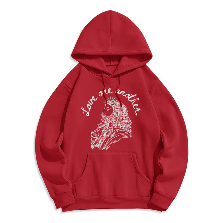 Christianartworkshop Klassischer Stil Love One Another Jesus Polyester-Kapuzenpullover mit Fleecefutter
