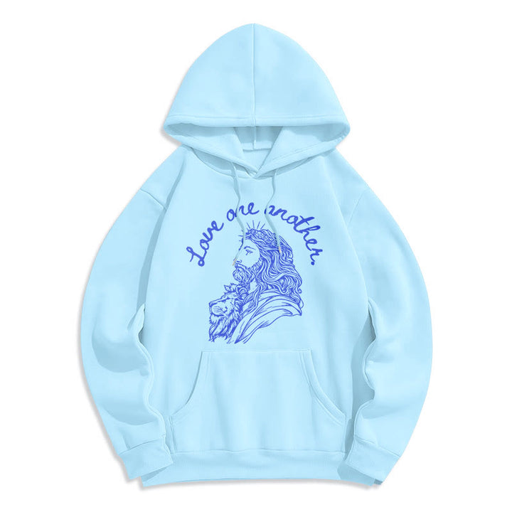 Christianartworkshop Klassischer Stil Love One Another Jesus Polyester-Kapuzenpullover mit Fleecefutter