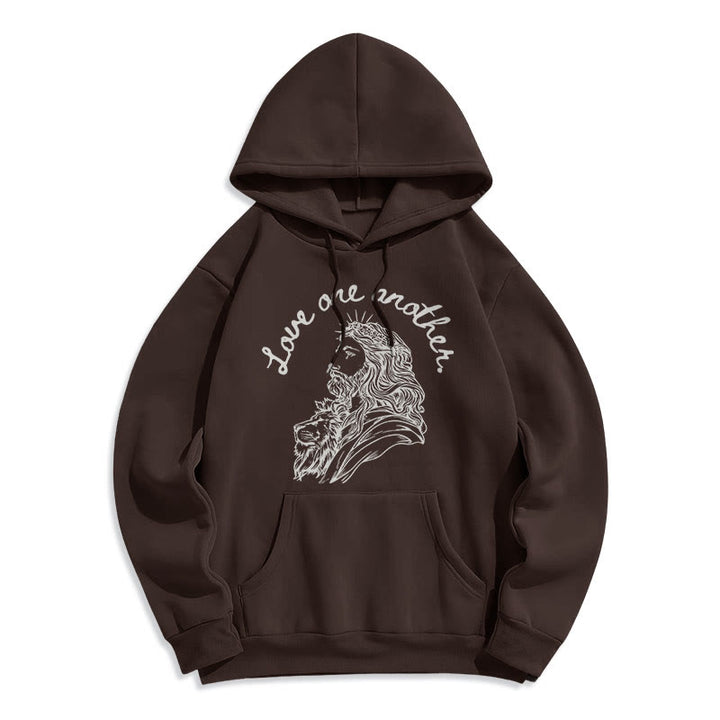 Christianartworkshop Klassischer Stil: Liebt einander, Jesus – Fleecegefütterter Polyester-Hoodie - Braun - 2XL - image 15