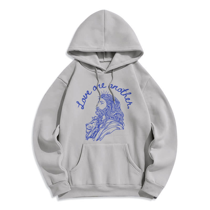 Christianartworkshop Klassischer Stil Love One Another Jesus Polyester-Kapuzenpullover mit Fleecefutter