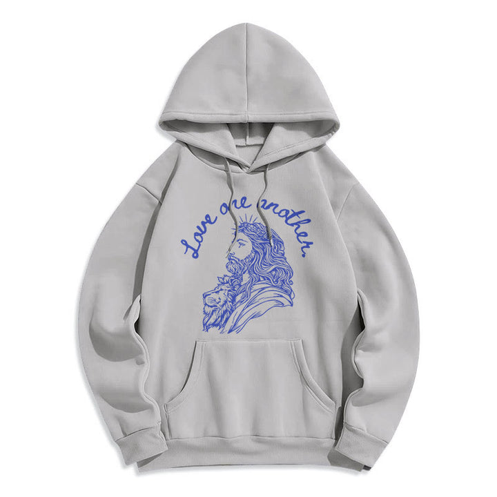 Christianartworkshop Klassischer Stil Love One Another Jesus Polyester-Kapuzenpullover mit Fleecefutter