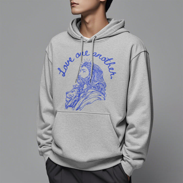 Christianartworkshop Klassischer Stil: Liebt einander, Jesus – Fleecegefütterter Polyester-Hoodie - image 33
