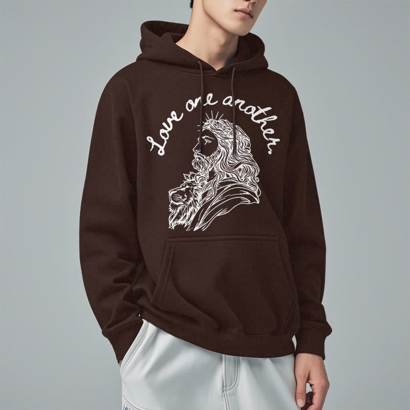 Christianartworkshop Klassischer Stil Love One Another Jesus Polyester-Kapuzenpullover mit Fleecefutter
