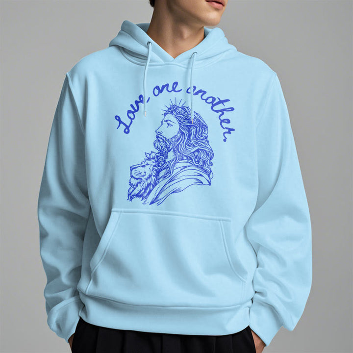 Christianartworkshop Klassischer Stil Love One Another Jesus Polyester-Kapuzenpullover mit Fleecefutter