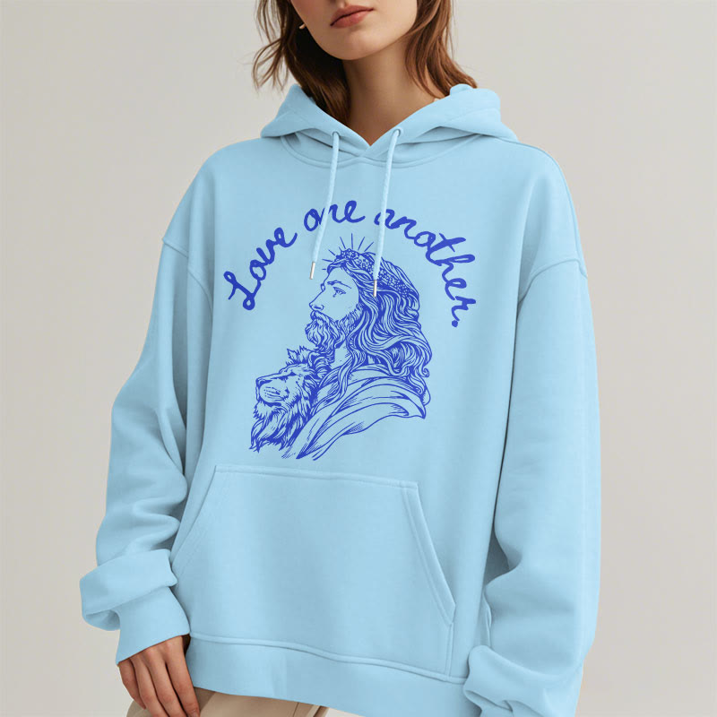 Christianartworkshop Klassischer Stil: Liebt einander, Jesus – Fleecegefütterter Polyester-Hoodie - image 28