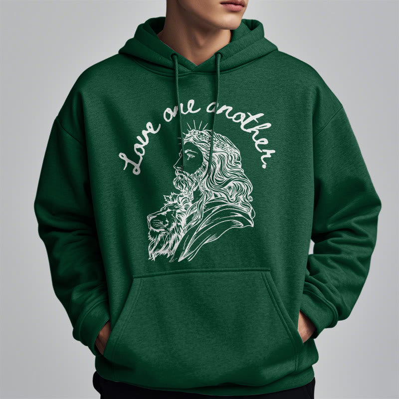 Christianartworkshop Klassischer Stil Love One Another Jesus Polyester-Kapuzenpullover mit Fleecefutter