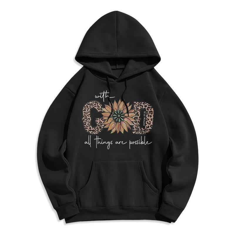 Christianartworkshop Zitat-Stil Mit Gott sind alle Dinge möglich Fleece-gefütterter Polyester-Kapuzenpullover