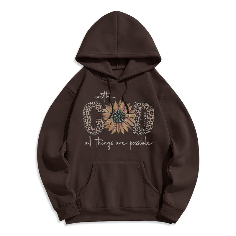 Christianartworkshop Zitat-Stil Mit Gott ist alles möglich Fleecegefütterter Polyester-Hoodie - Braun - 2XL - image 20