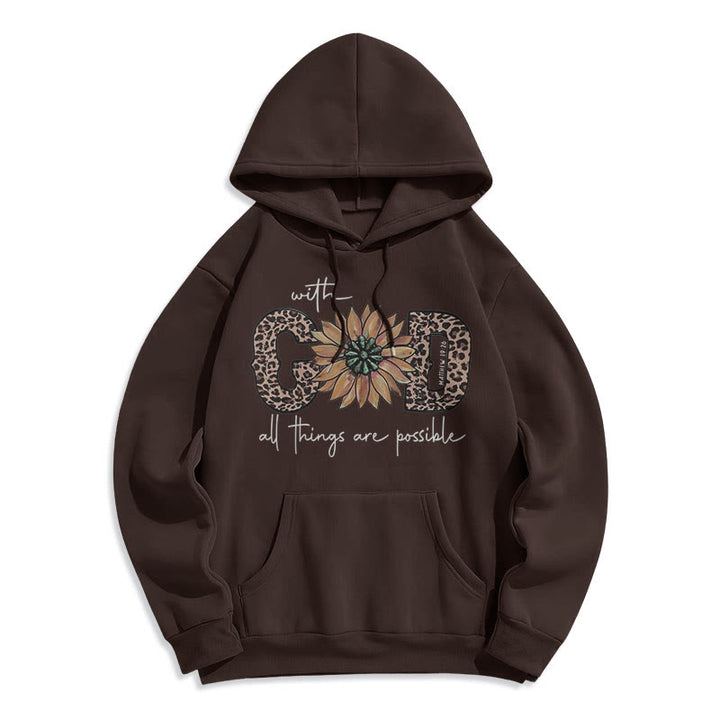 Christianartworkshop Zitat-Stil Mit Gott ist alles möglich Fleecegefütterter Polyester-Hoodie - Braun - 2XL - image 20