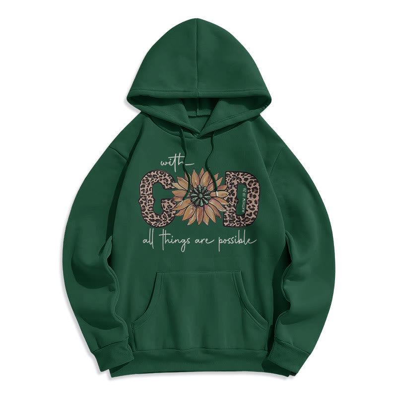 Christianartworkshop Zitat-Stil Mit Gott ist alles möglich Fleecegefütterter Polyester-Hoodie - Grün - 2XL - image 25