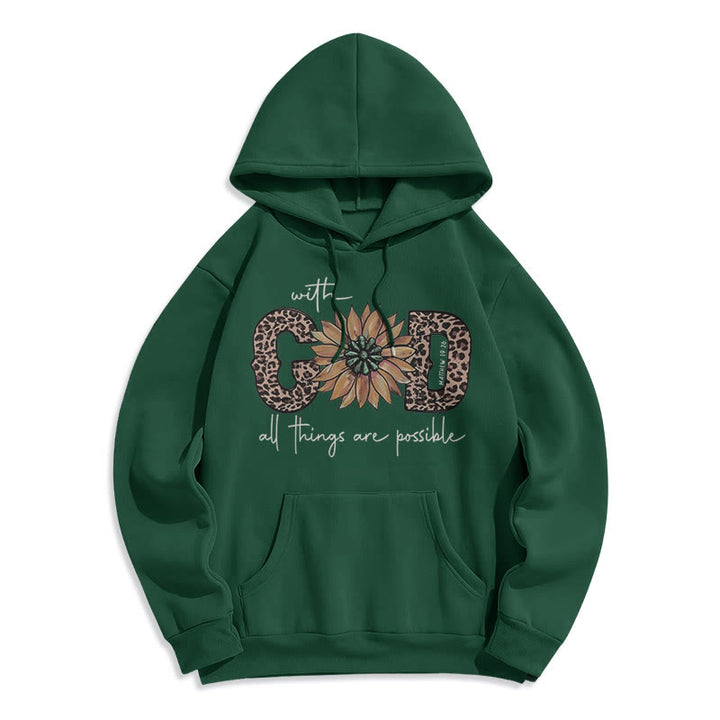 Christianartworkshop Zitat-Stil Mit Gott ist alles möglich Fleecegefütterter Polyester-Hoodie - Grün - 2XL - image 25