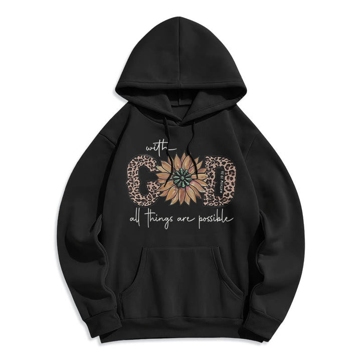 Christianartworkshop Zitat-Stil Mit Gott ist alles möglich Fleecegefütterter Polyester-Hoodie - Schwarz - 2XL - image 10