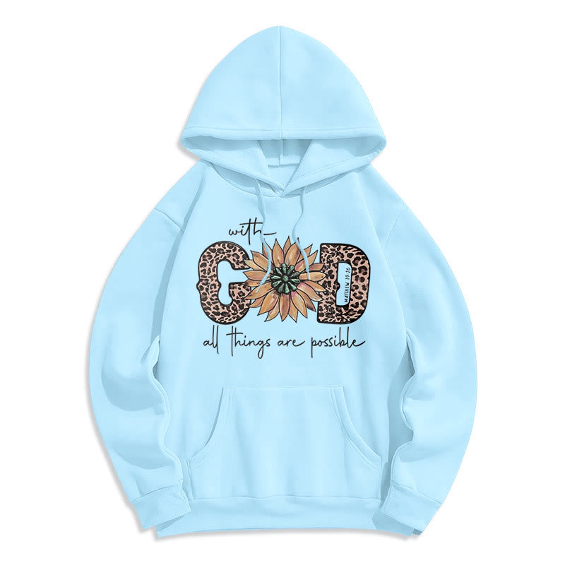 Christianartworkshop Zitat-Stil Mit Gott ist alles möglich Fleecegefütterter Polyester-Hoodie - Blau - 2XL - image 30
