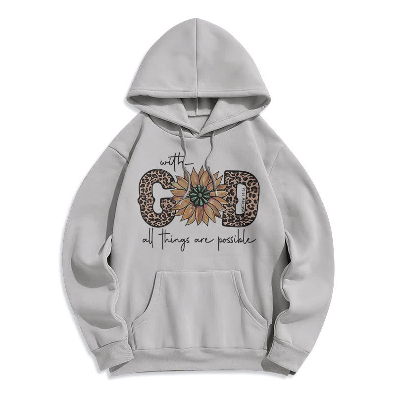 Christianartworkshop Zitat-Stil Mit Gott ist alles möglich Fleecegefütterter Polyester-Hoodie - Grau - 2XL - image 0