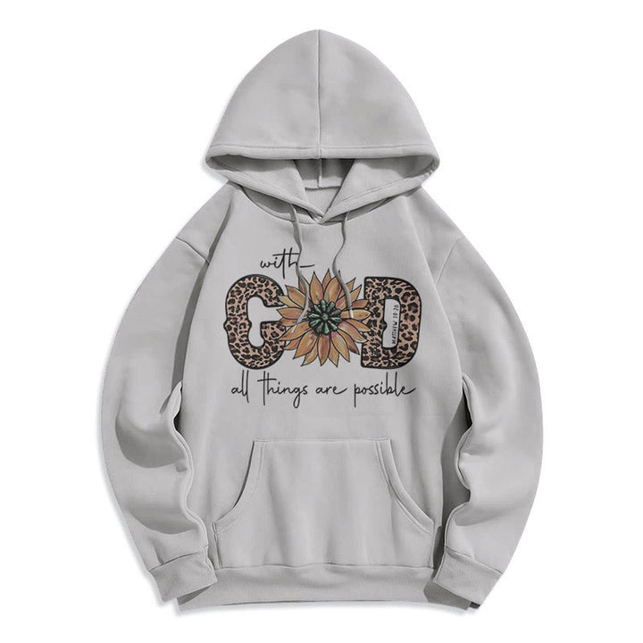 Christianartworkshop Zitat-Stil Mit Gott ist alles möglich Fleecegefütterter Polyester-Hoodie - Grau - 2XL - image 0
