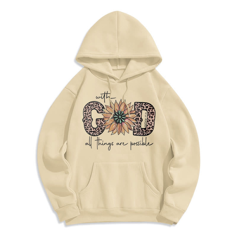 Christianartworkshop Zitat-Stil Mit Gott ist alles möglich Fleecegefütterter Polyester-Hoodie - Beige - 2XL - image 15