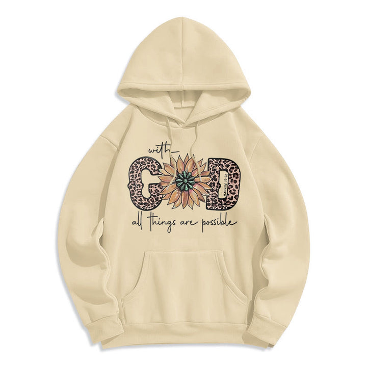 Christianartworkshop Zitat-Stil Mit Gott ist alles möglich Fleecegefütterter Polyester-Hoodie - Beige - 2XL - image 15