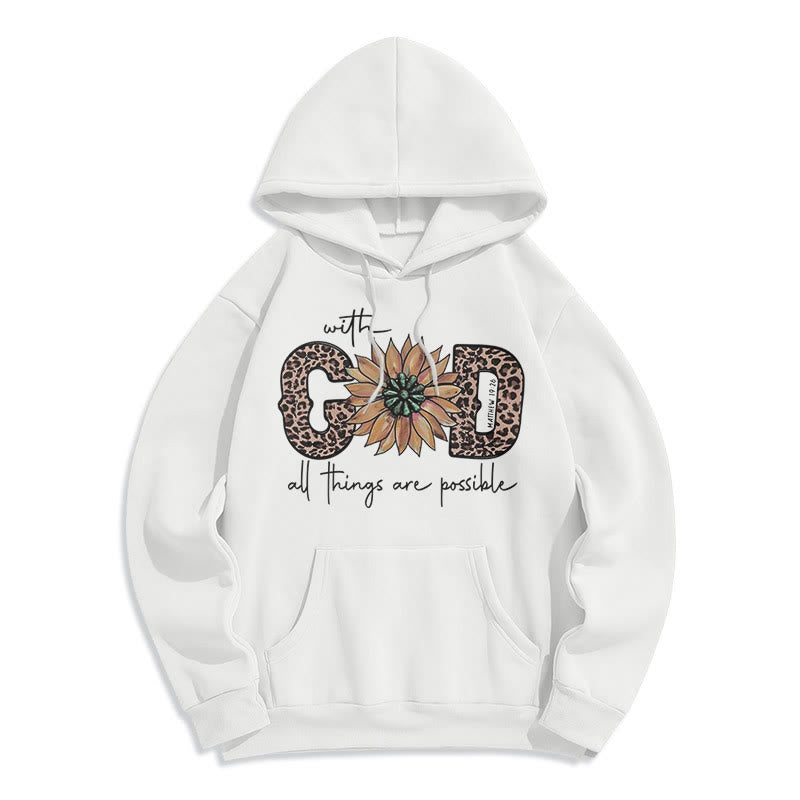Christianartworkshop Zitat-Stil Mit Gott ist alles möglich Fleecegefütterter Polyester-Hoodie - Weiß - 2XL - image 5