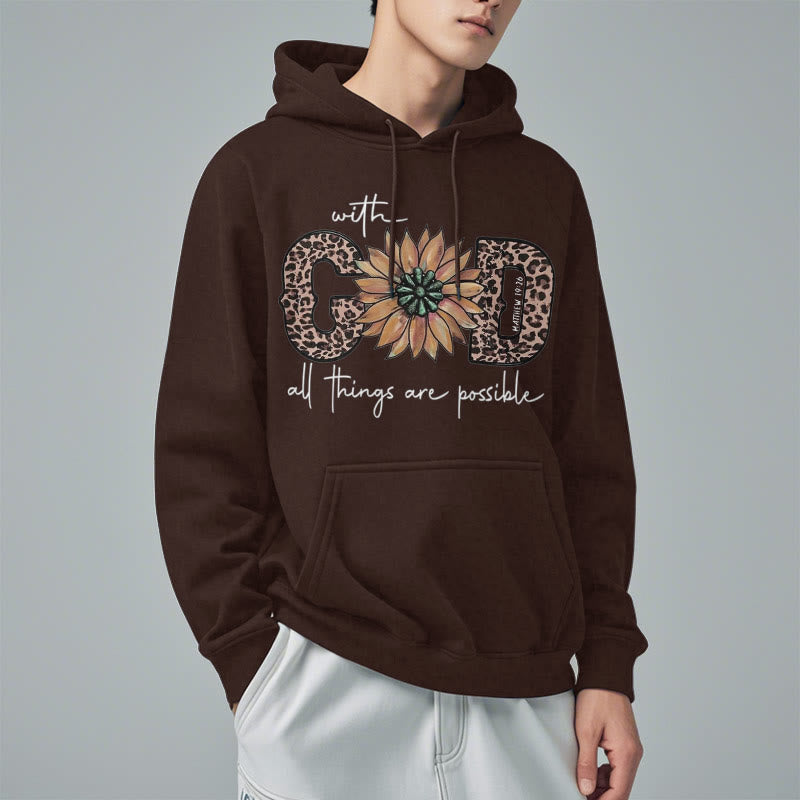 Christianartworkshop Zitat-Stil Mit Gott sind alle Dinge möglich Fleece-gefütterter Polyester-Kapuzenpullover
