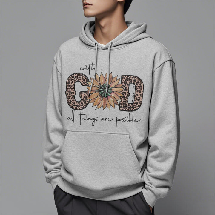 Christianartworkshop Zitat-Stil Mit Gott sind alle Dinge möglich Fleece-gefütterter Polyester-Kapuzenpullover