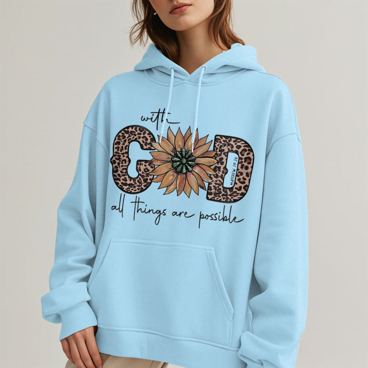 Christianartworkshop Zitat-Stil Mit Gott sind alle Dinge möglich Fleece-gefütterter Polyester-Kapuzenpullover