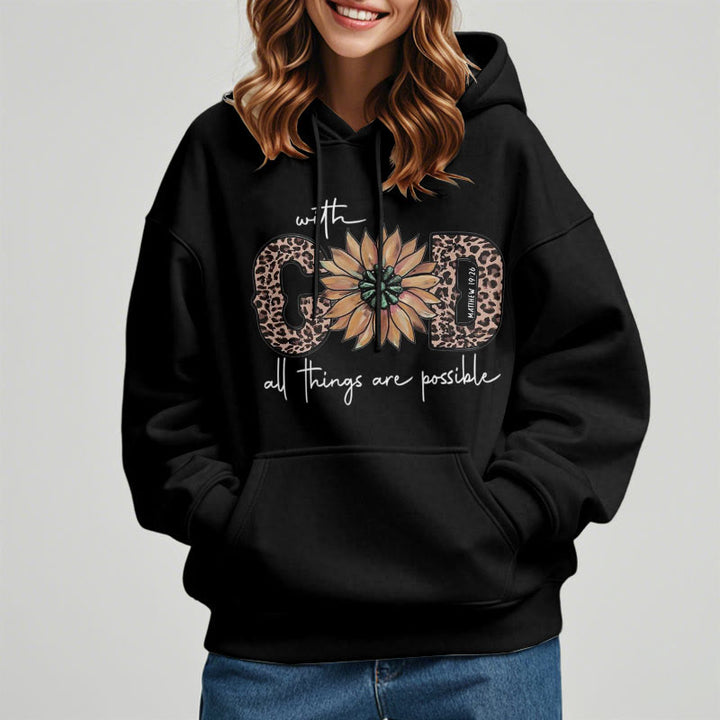 Christianartworkshop Zitat-Stil Mit Gott sind alle Dinge möglich Fleece-gefütterter Polyester-Kapuzenpullover