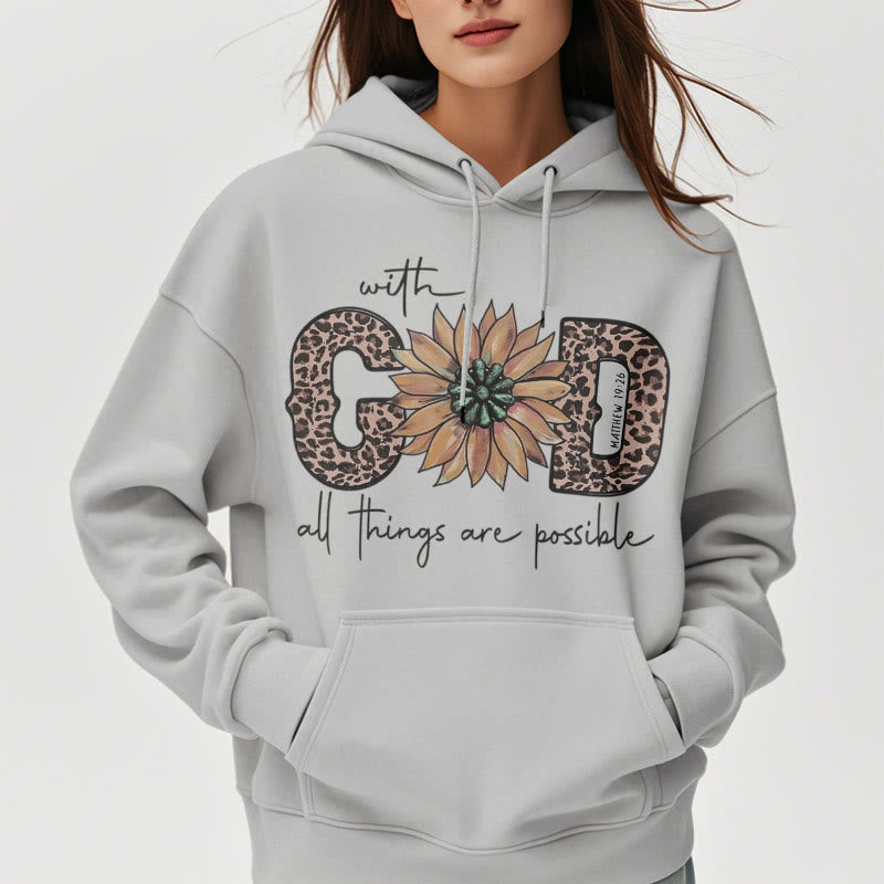 Christianartworkshop Zitat-Stil Mit Gott sind alle Dinge möglich Fleece-gefütterter Polyester-Kapuzenpullover - image 1