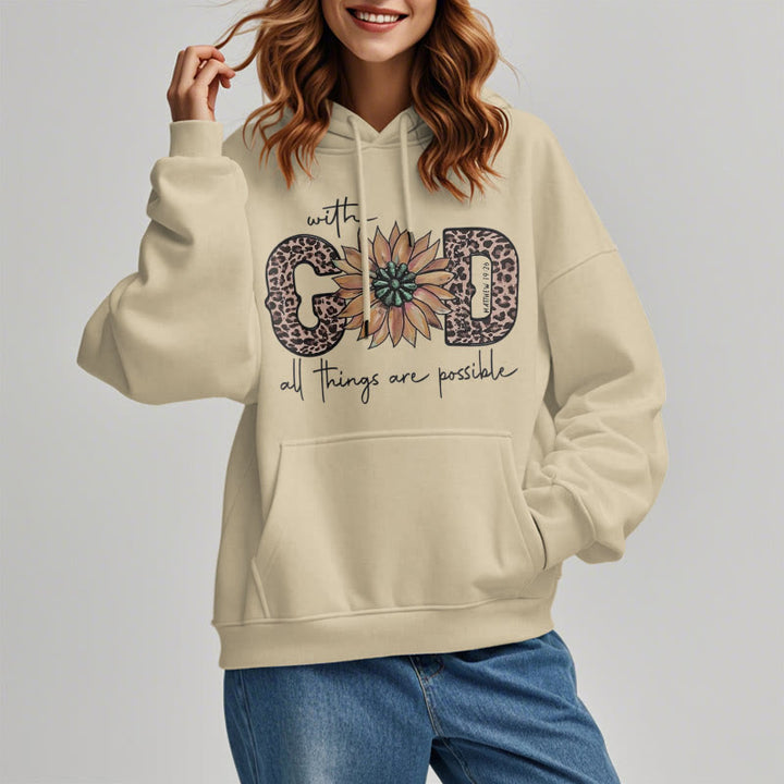 Christianartworkshop Zitat-Stil Mit Gott sind alle Dinge möglich Fleece-gefütterter Polyester-Kapuzenpullover