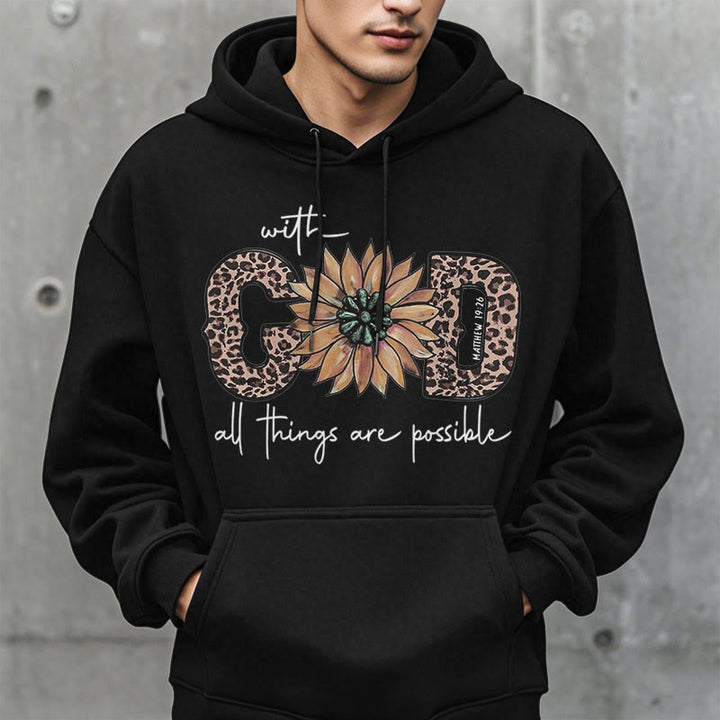Christianartworkshop Zitat-Stil Mit Gott sind alle Dinge möglich Fleece-gefütterter Polyester-Kapuzenpullover